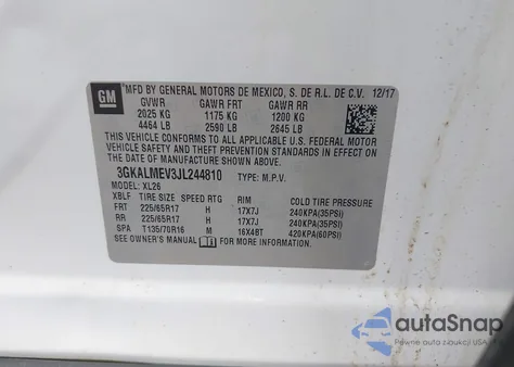 2018 GMC Terrain Sle из США, поврежденный, VIN 3GKALMEV3JL244810